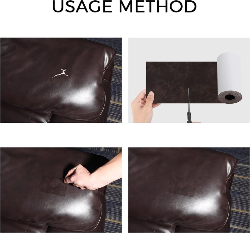 JDLUGH Sofa Leather Repair Patch Tape Self Adhesive Couch, Car Seat, Office Chair, Leather Furniture, Vinyl Repair Patch Kit for Furniture(3.5x60 Inch, Black2.0) - Image 5